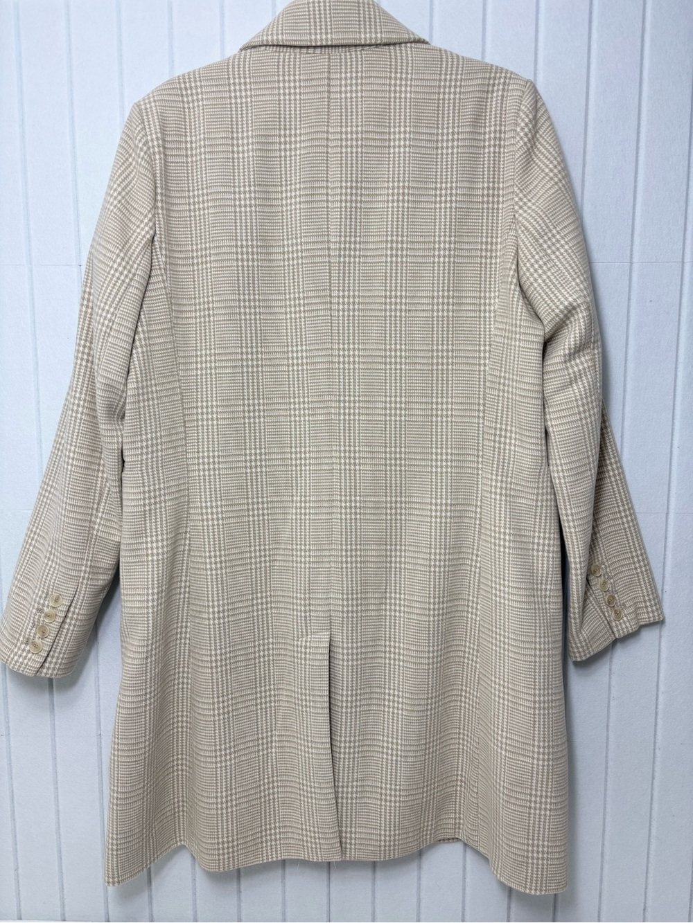 Primark Cream Plaid Long Blazer Jacket Size 12 - Picture 6 of 13